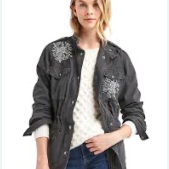 GAP Jackets & Blazers - GAP Women’s Gray with Beaded Details Utility Jacket